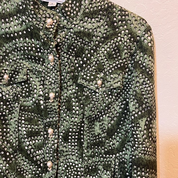 St. John Sport by Marie Gray Green Studded Jean Jacket - Picture 4 of 16